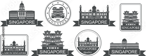 Singapore set. Isolated Singapore on white background