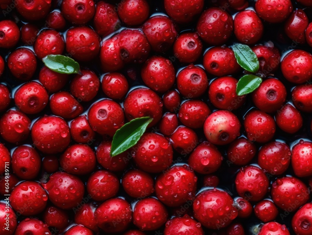 Lingonberries background as seamless tile (generative AI) Lingonberries background as seamless tile (generative AI)