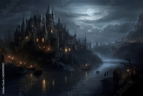 "night landscape with castle"Ai