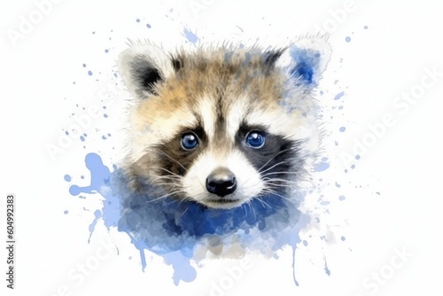 Selective focus generated beautiful portrait of a cute raccoon. (Generative AI)