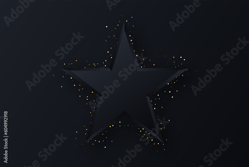 Dark color star shape with gold glitter confetti.Vector background,design element.