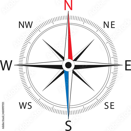 Compass wind rose icon logo. Vector illustration.