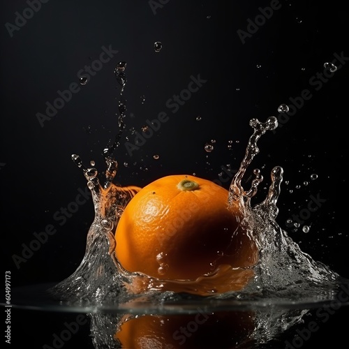 water, orange, fruit, splash, food, drop, fresh, splashing, citrus, liquid, healthy, isolated, white, bubble, juice, drink, freshness, wet, nature, falling, motion, lemon, juicy, ripe, generative ai