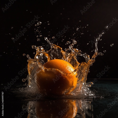 water, orange, fruit, splash, food, drop, fresh, splashing, citrus, liquid, healthy, isolated, white, bubble, juice, drink, freshness, wet, nature, falling, motion, lemon, juicy, ripe, generative ai