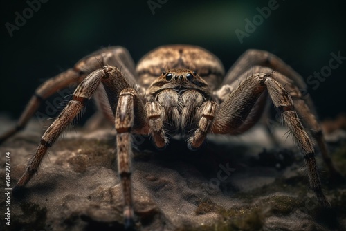 A type of spider known as wolf spider (lycosa sp). Generative AI Fototapet