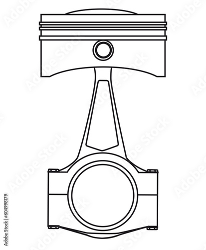 Engine Piston Black Line Drawing