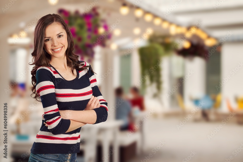 Portrait of happy young woman.  business owner concept