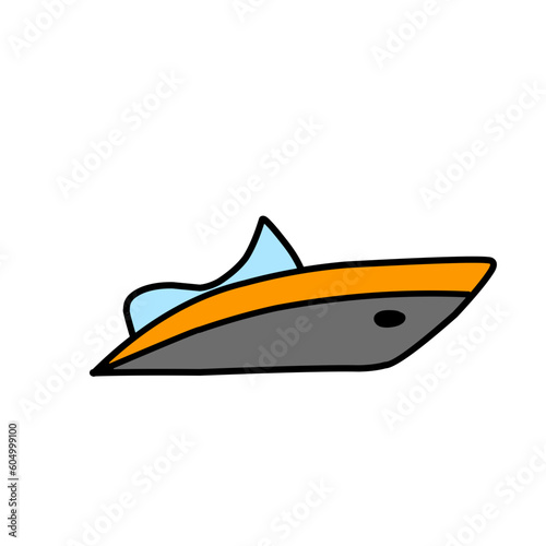 Motorboat and sailboat side view set vector icons. Ships, pleasure boats, speed boats, boats, yachts, luxury yachts © Yusuf