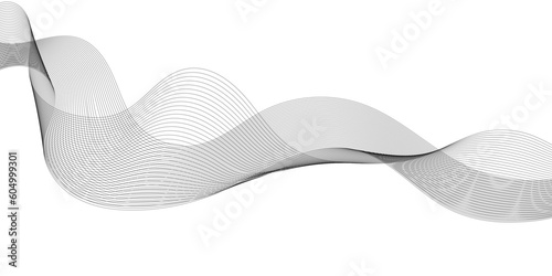 Abstract wavy white and grey curved lines on transparent background. Frequency sound wave lines and technology background, Design for brochure, flyer, banner, template, wallpaper, business wave curve 