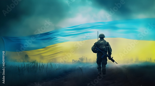 ukrainan soldier marching for victory