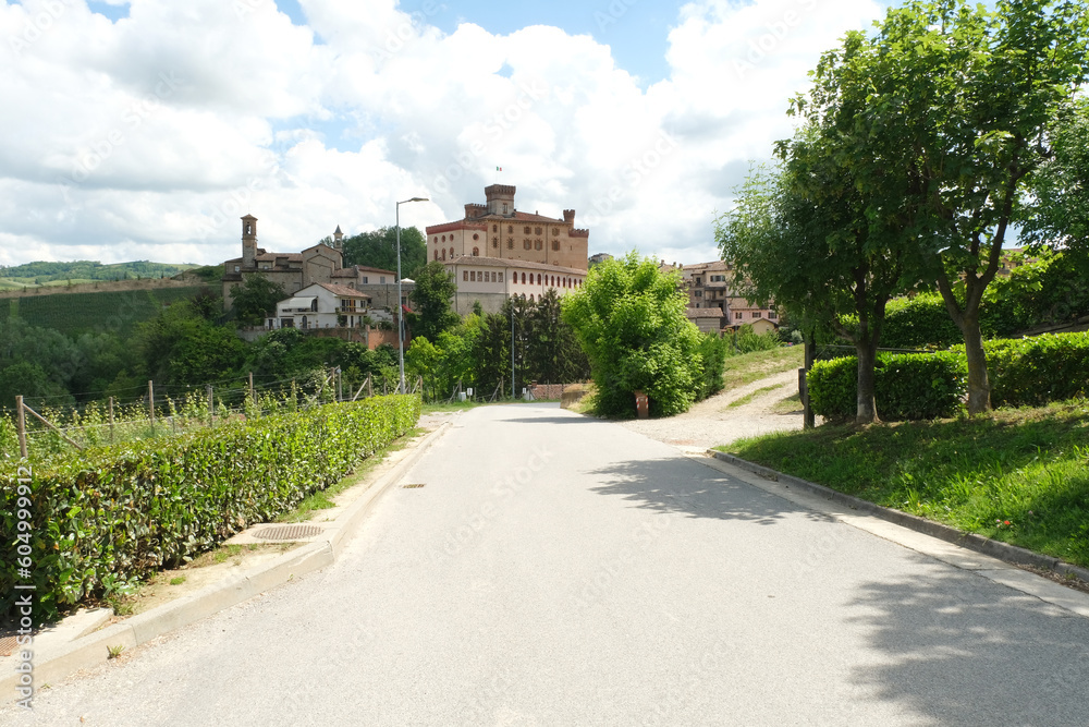 Il villaggio di Barolo, celebre per il vino, nella regione delle Langhe in Piemonte, Italia.