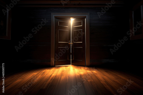 The light shining behind a closed doors, Generative AI