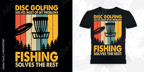 Fishing Lover Funny Disc Golfing Retro Vintage Disc Golf Player T-shirt Design