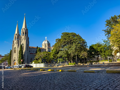 Beautiful Catholic Churches. Botucatu city, Amando de Barros street, Sao Paulo state, Brazil.