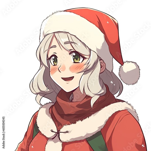 ms santa. portrait of a woman in a red hat