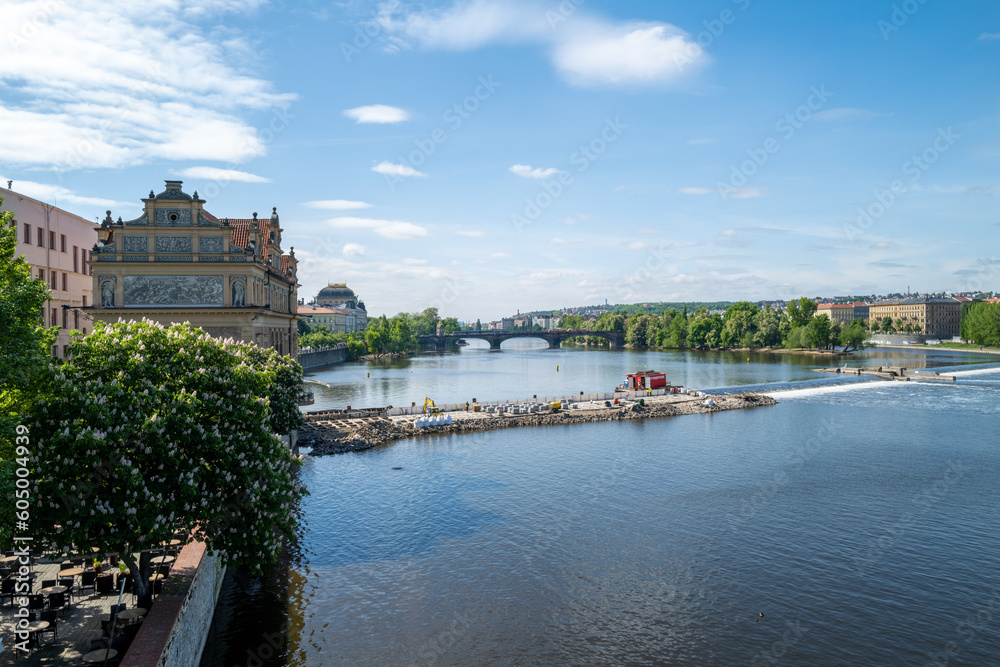 Obraz premium the big river Moldova in Prague in nice weather