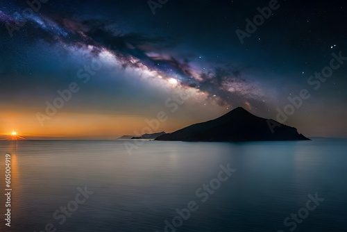 The Mystery of the Night Sky: An eye-catching display of the milky way in the night sky over the sea