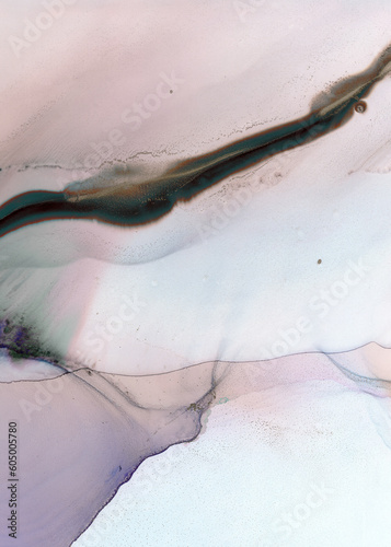 Abstract pale pink art with beige, violet and green — beige marble background. Beautiful smudges and stains made with alcohol ink. Pink with beige fluid art texture resembles watercolor or aquarelle.
