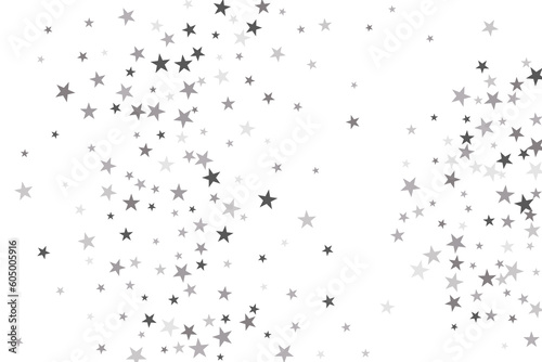 Star confetti. Silver casual confetti background. Bright design pattern. © niko180180