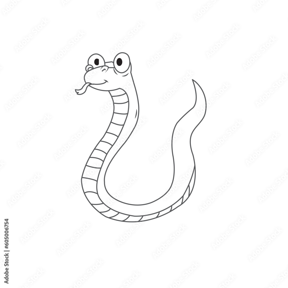 Fototapeta premium Hand drawn flat design snake outline