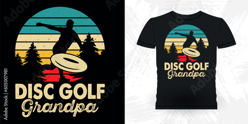 Dad Lover Father's Day Funny Disc Golfing Retro Vintage Disc Golf Player T-shirt Design