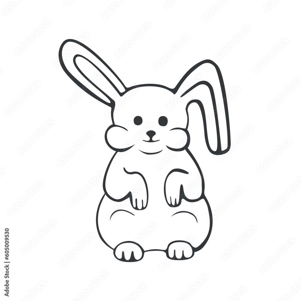 cute doodle-style rabbit, painted , vector cute doodle-style rabbit, painted , vector