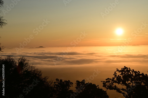 sunset over the clouds