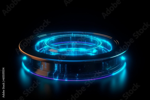 Futuristic circle vector HUD interface screen design. Abstract style on blue background. Abstract vector background. Abstract technology communication design . Ai generated