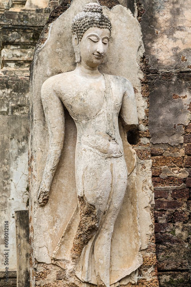 Standing Buddha at Wat Phra Si Rattana Mahathat in Si Satchanalai