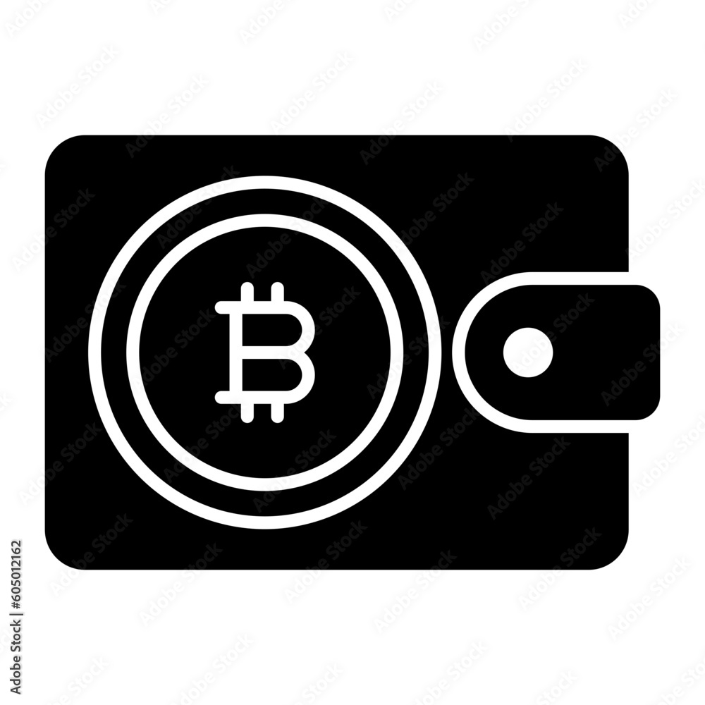 Obraz premium Bitcoin Wallet Glyph Icon