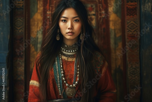 AI-generated non-existing beautiful asian woman with long hair