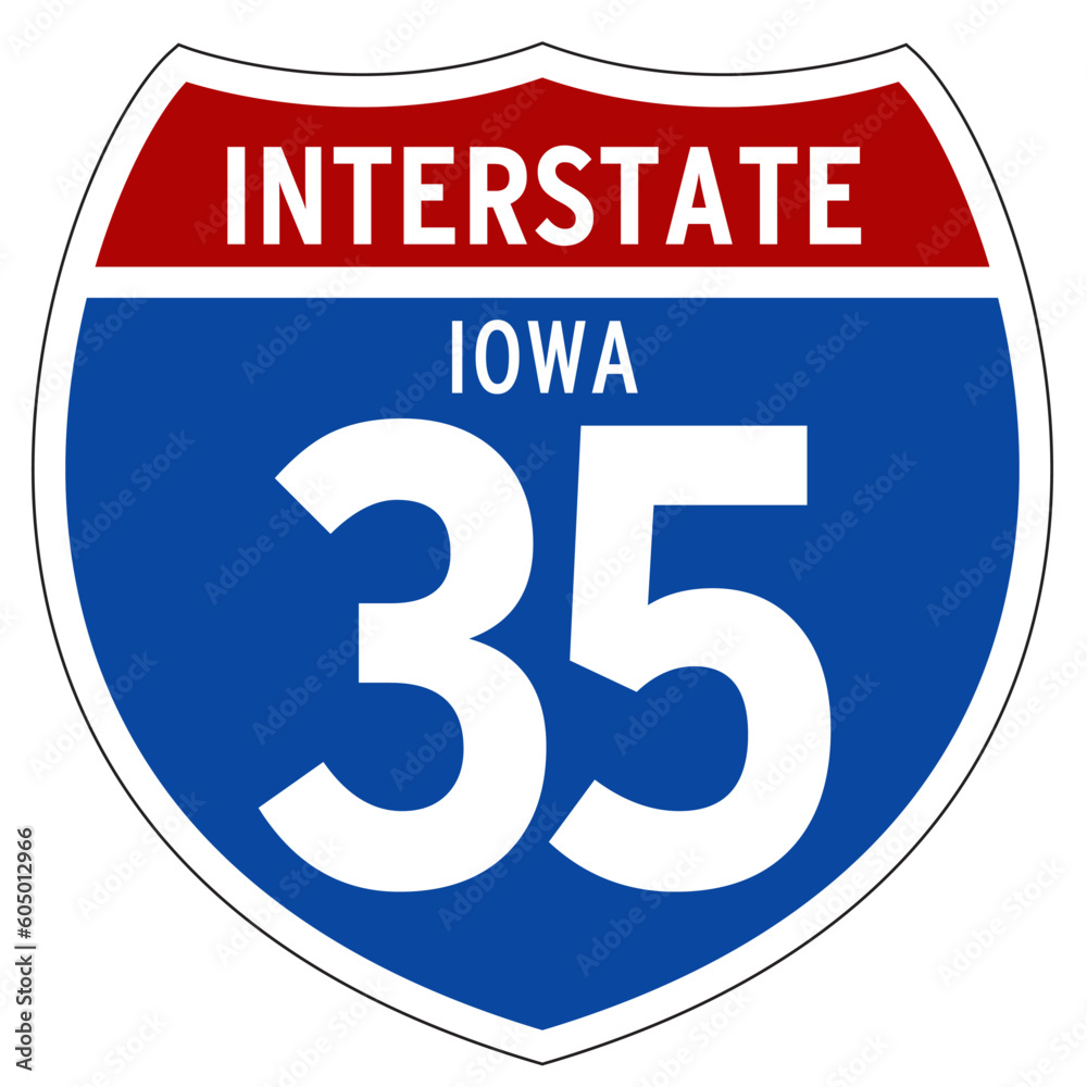 Interstate 35 Sign, I-35, Iowa, Isolated Road Sign vector Interstate 35 Sign, I-35, Iowa, Isolated Road Sign vector