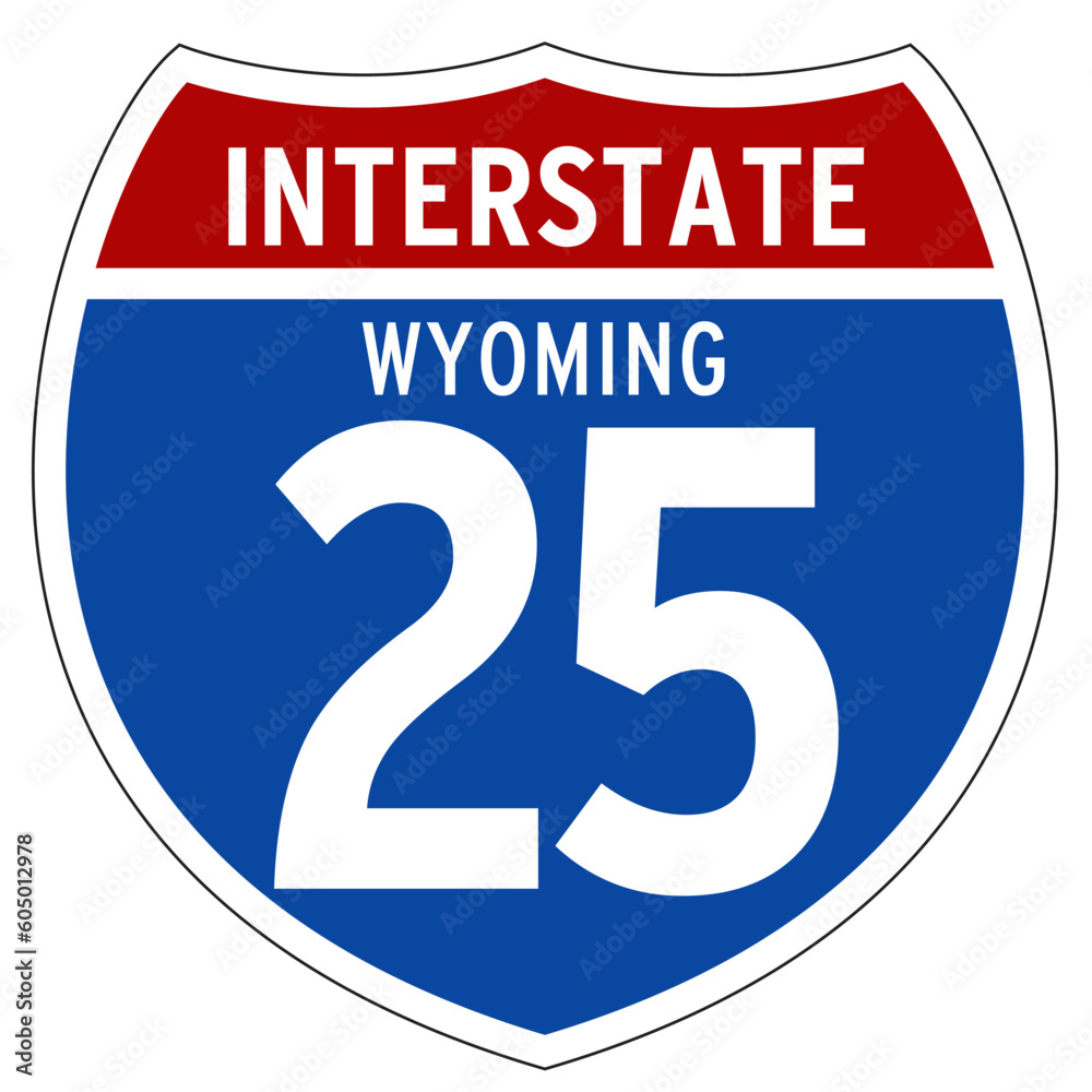 Interstate 25 Sign, I-25, Wyoming, Isolated Road Sign vector Interstate 25 Sign, I-25, Wyoming, Isolated Road Sign vector