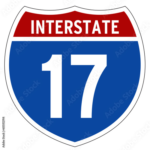 Interstate 17 Sign, I-17, Arizona, Isolated Road Sign vector