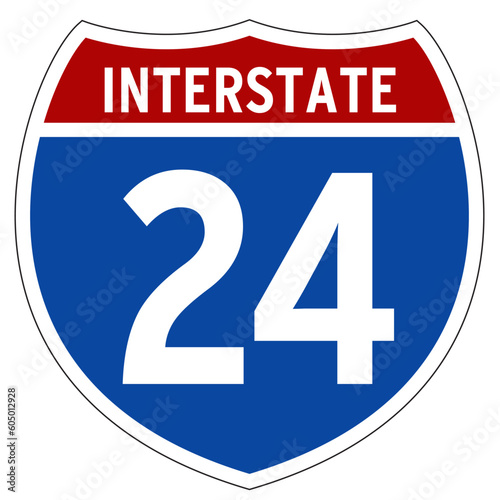 Interstate 24 Sign, I-24, Isolated Road Sign vector