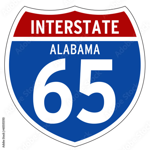 Interstate 65 Sign, I-65, Alabama, Isolated Road Sign vector photo
