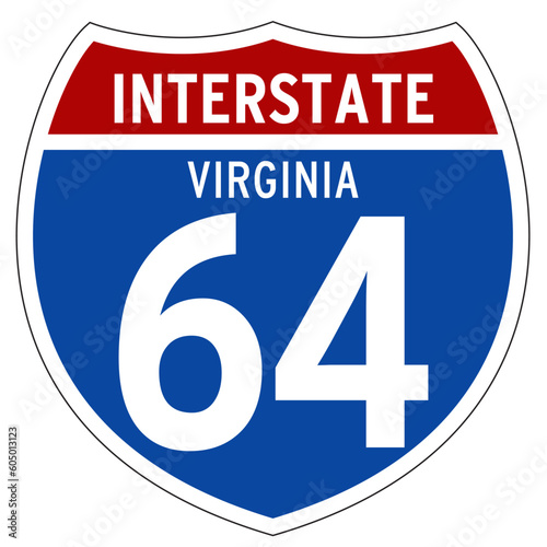 Interstate 64 Sign, I-64, Virginia, Isolated Road Sign vector