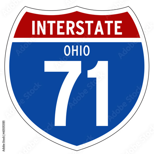 Interstate 71 Sign, I-71, Ohio, Isolated Road Sign vector photo