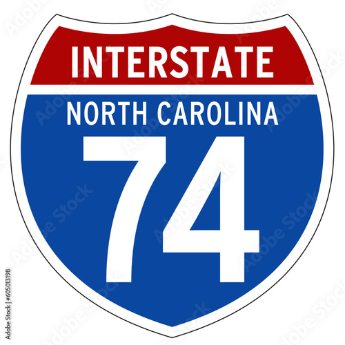 Interstate 74 Sign, I-74, North Carolina, Isolated Road Sign vector
