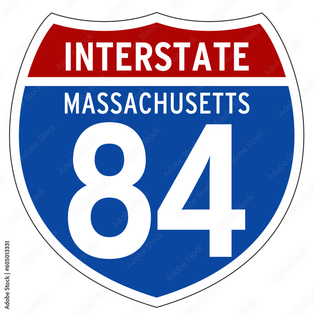 Interstate 84 Sign, I-84, Massachusetts, Isolated Road Sign vector Interstate 84 Sign, I-84, Massachusetts, Isolated Road Sign vector