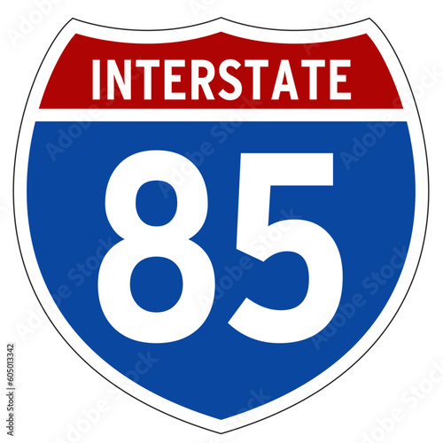 Interstate 85 Sign, I-85, Isolated Road Sign vector
