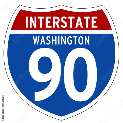 Interstate 90 Sign, I-90, Washington, Isolated Road Sign vector

