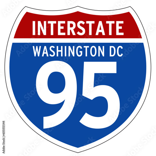Interstate 95 Sign, I-95, Washington DC, Isolated Road Sign vector