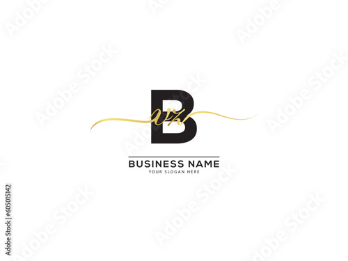 Modern alphabet Bvz letter icon, handwritten signature Vbz business logo photo