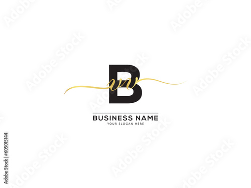 Modern alphabet Bvv letter icon, handwritten signature Vbv business logo photo