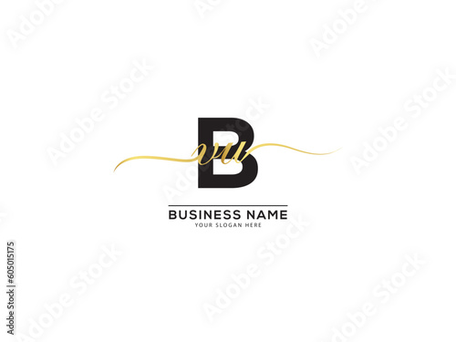 Modern alphabet Bvv letter icon, handwritten signature Vbv business logo photo