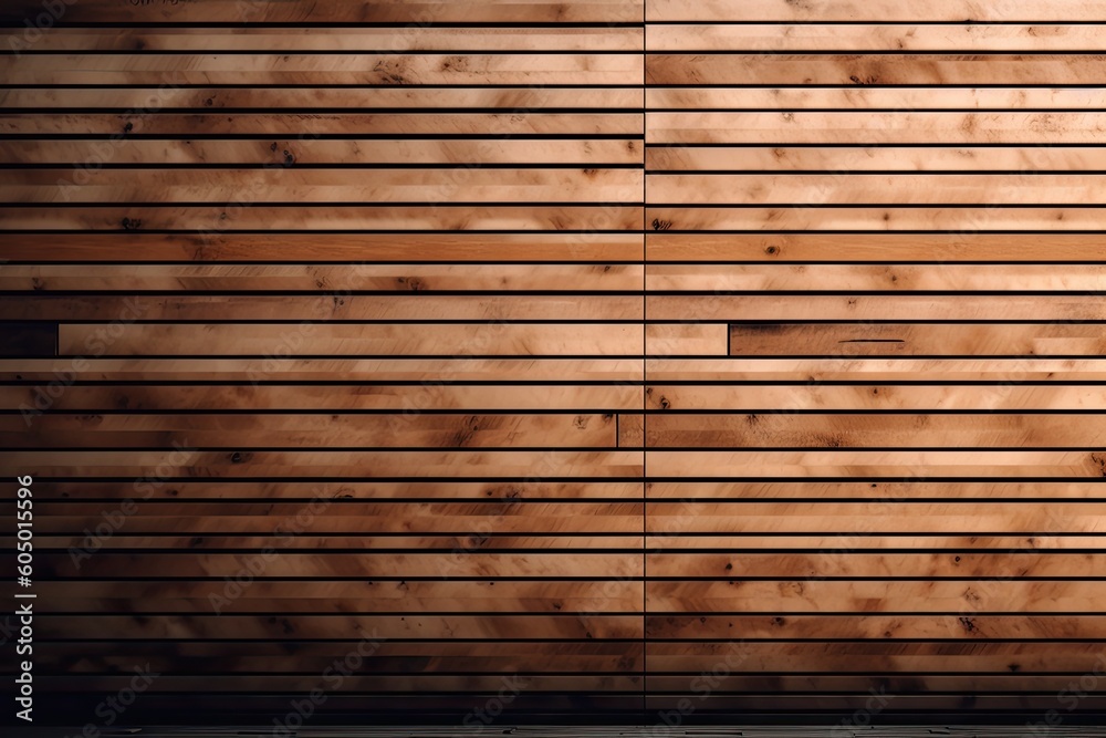 Fototapeta premium Wooden slats texture for interior decoration, Texture wallpaper background, backdrop Texture for Architectural 3D rendering. Generative AI