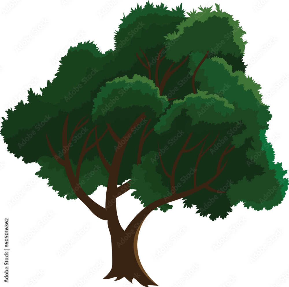 Obraz premium Detailed vector tree in Dark Green