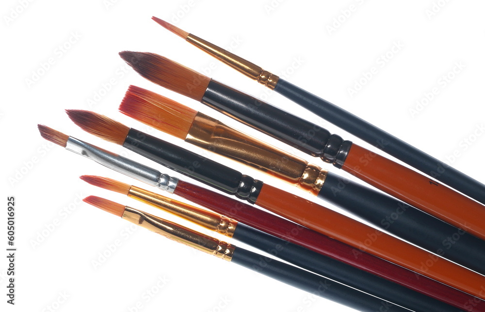 Set new brush painting isolated on white, clipping path Set new brush painting isolated on white, clipping path