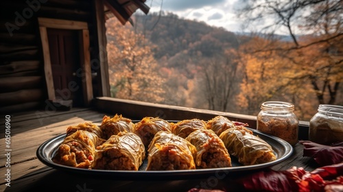 Transylvanian Cabbage Rolls amidst Romanian Foothills photo